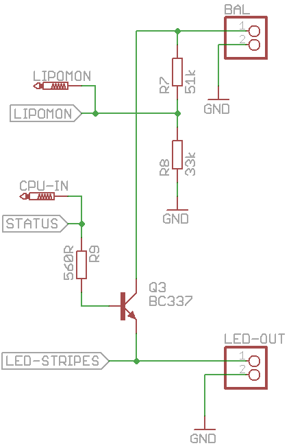 LiPo Monitor und Status LED Schematic