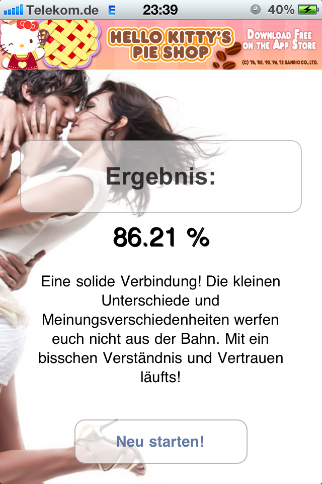 Ergebniss, und warum überascht mich das nicht :-)