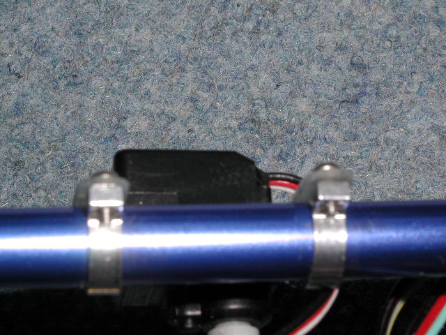 Bottom view to see how the plate with the rear servo is mounted on the tail boom.