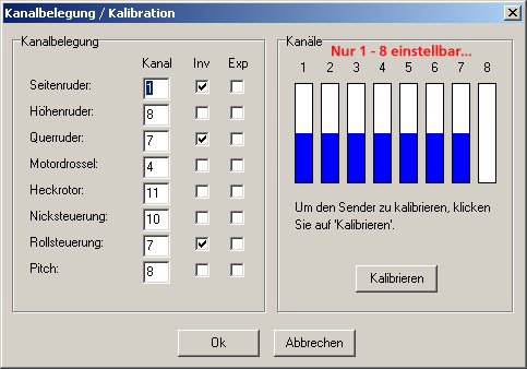 Bei der Kanalbelegung nur 1-8 einstellbar.