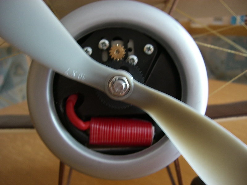 Motor - Getriebe und Lipo im Motorspant.