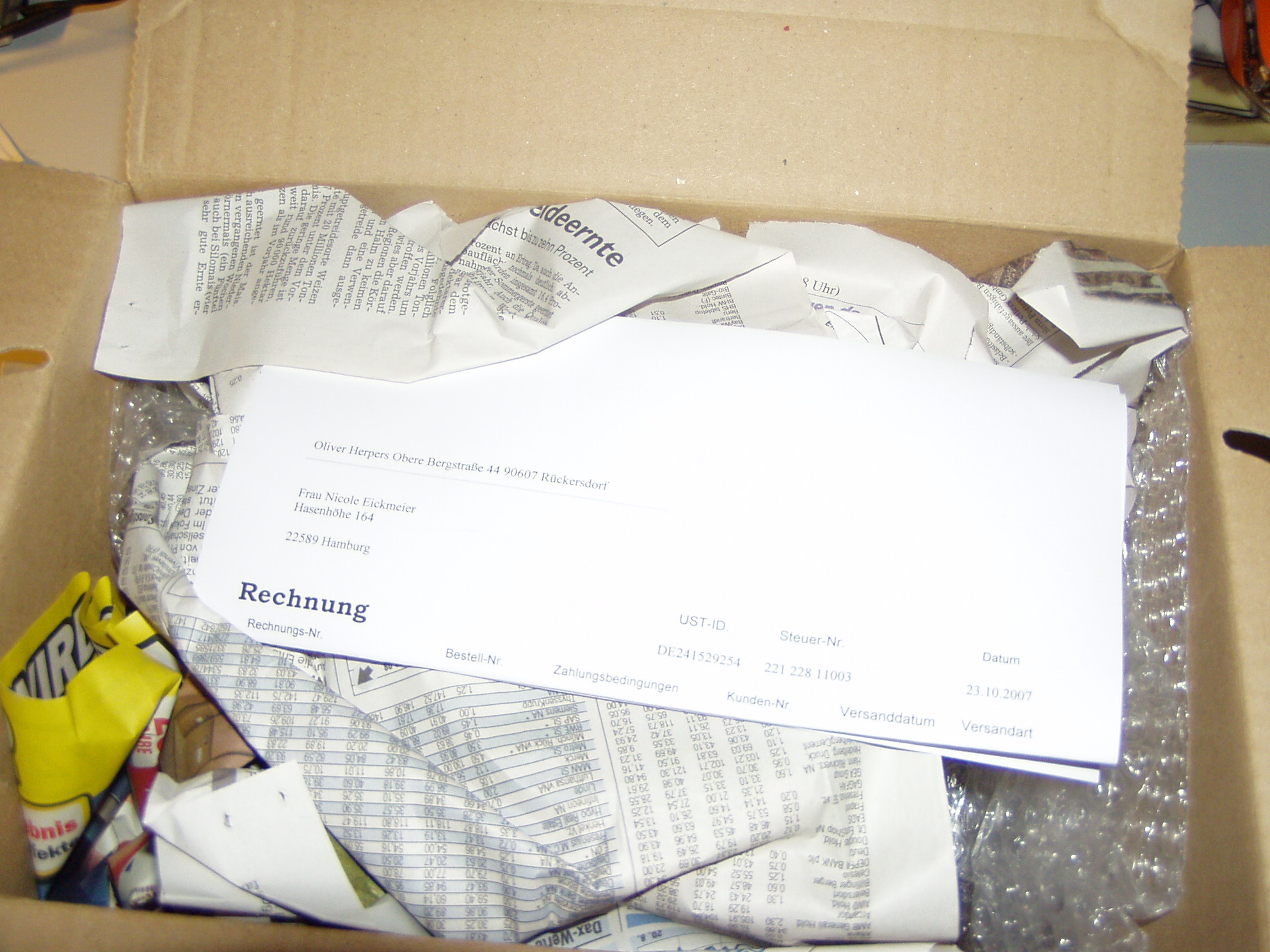 Noch sieht man nicht, was hier geliefert wurde...