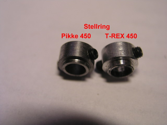 stellring pikke 450 (links) und trex 450 (rechts)