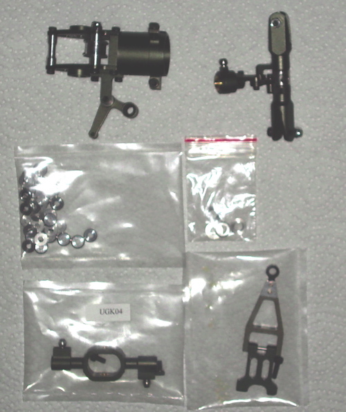 Alu-Heckrotorgehäuse, -Heckrotor, -Paddelwippe, -Nickumlenkung, -Unterlegscheiben für Chassis und Blattlager
