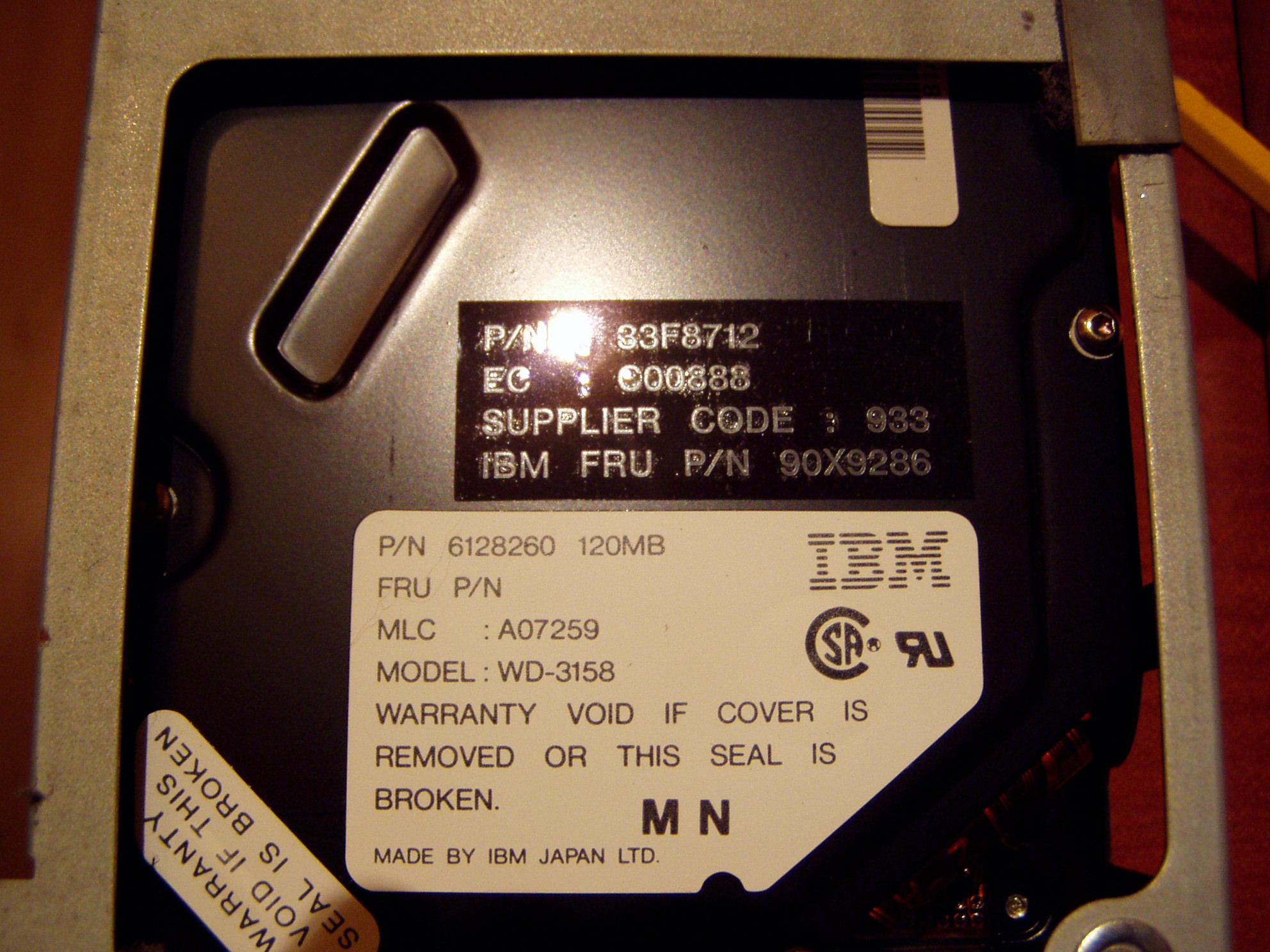 die wahrscheinlich defekte 120Mb Platte ....