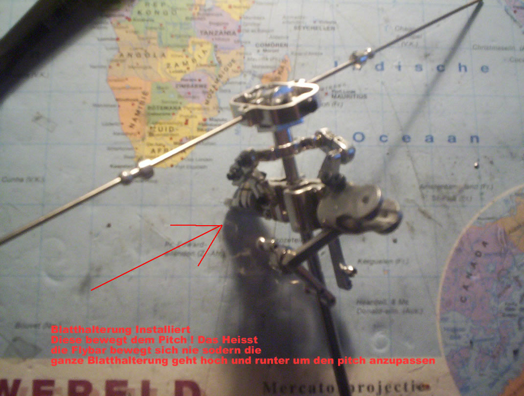 Flybar und Blatthalertung dem mast !..Beinahe fertig am kopf :O)