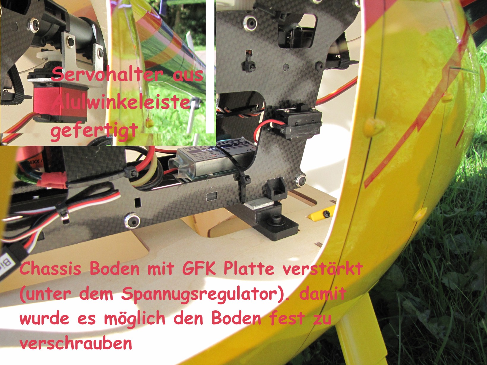 Ein schicker und stabiler Rumpf. Schade, dass es solche Detailprobleme mit der Passform des ESP Chassis gibt. Uns ist eine kleine Holzschraube zu heiß.