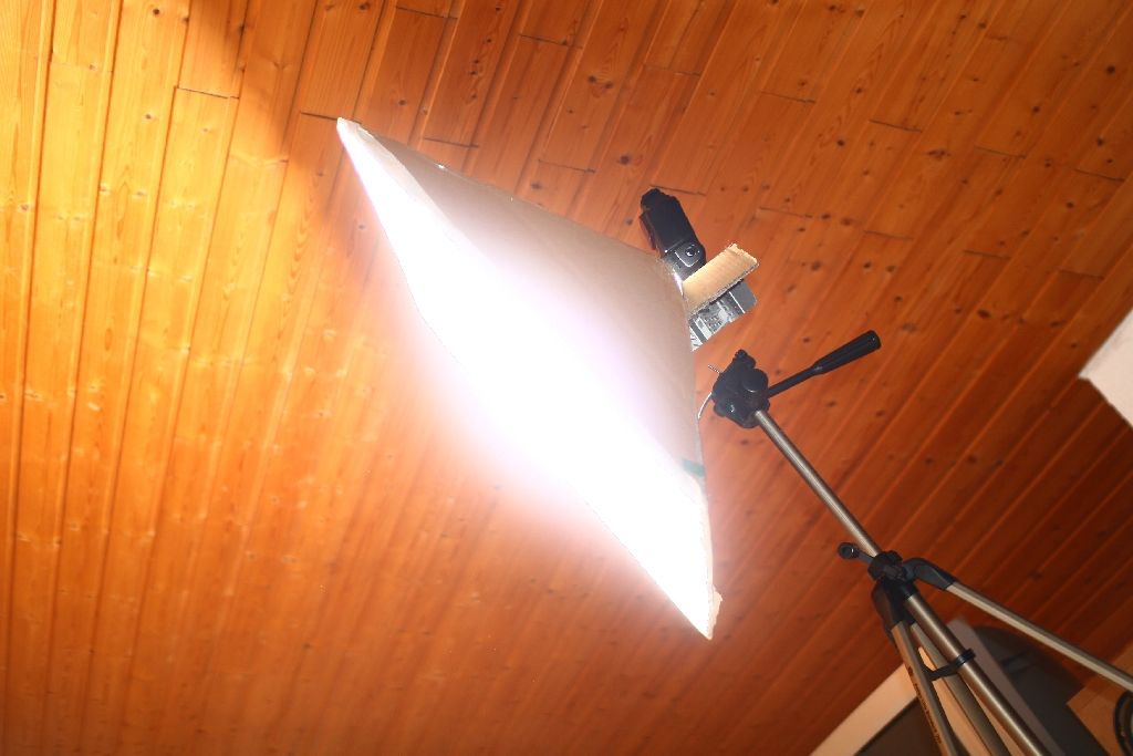 Softbox während Blitzvorgang