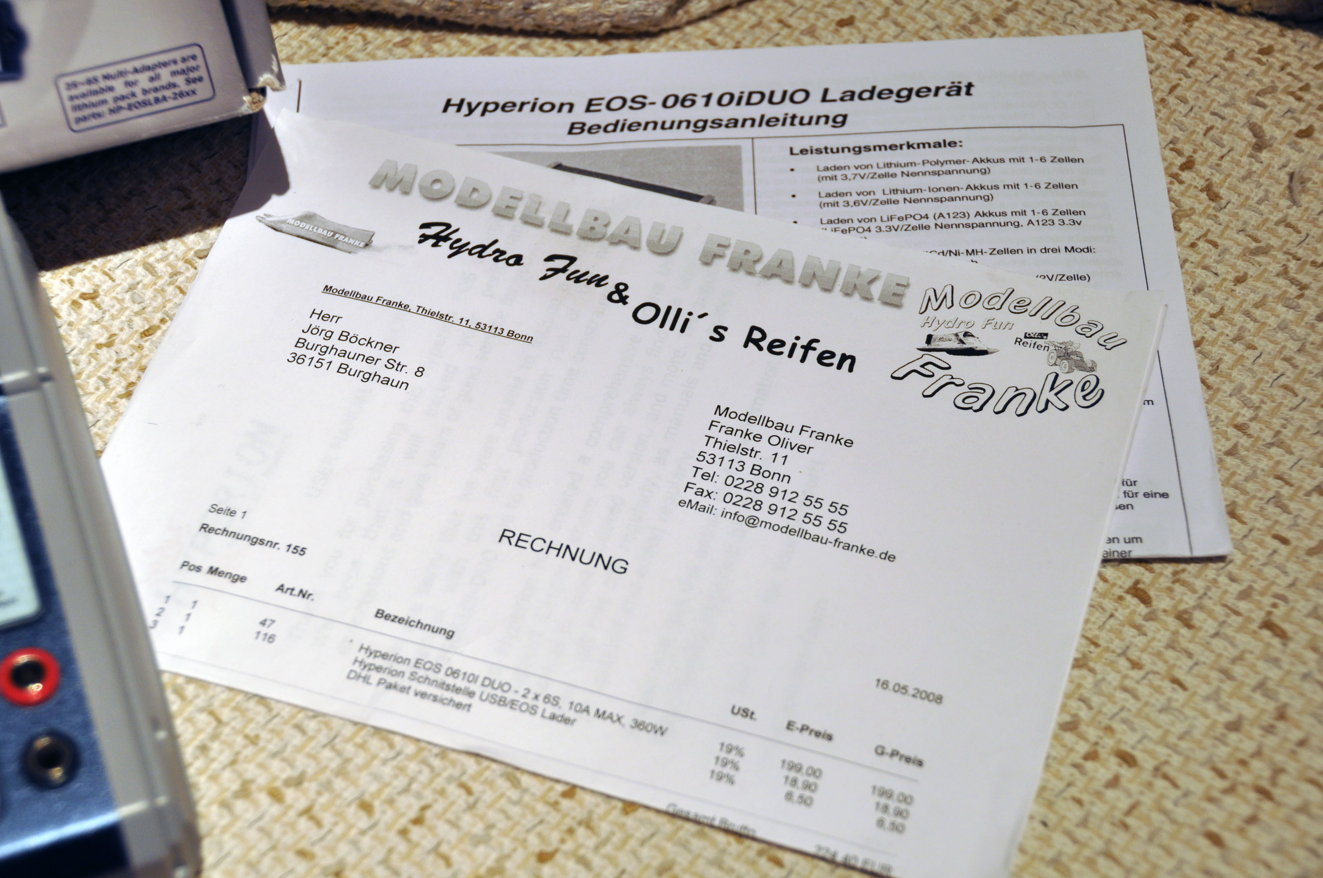 Rechnung vom 05.2008